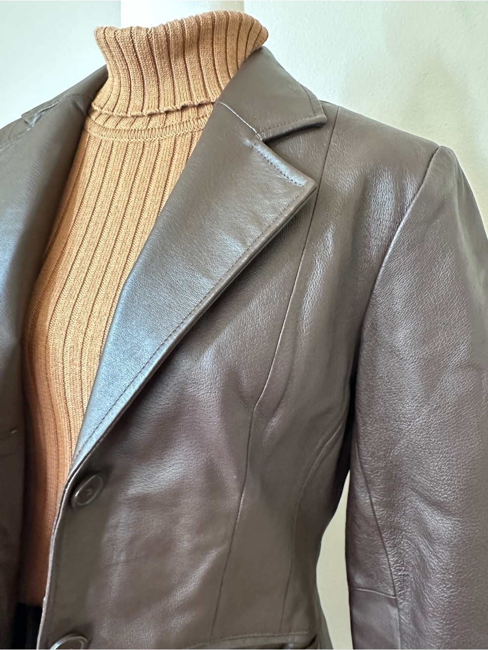 Metro Style 100% Leather Pantsuit Brown Jacket Size 10 Pants Size 8 + Chadwick’s - Picture 5 of 12